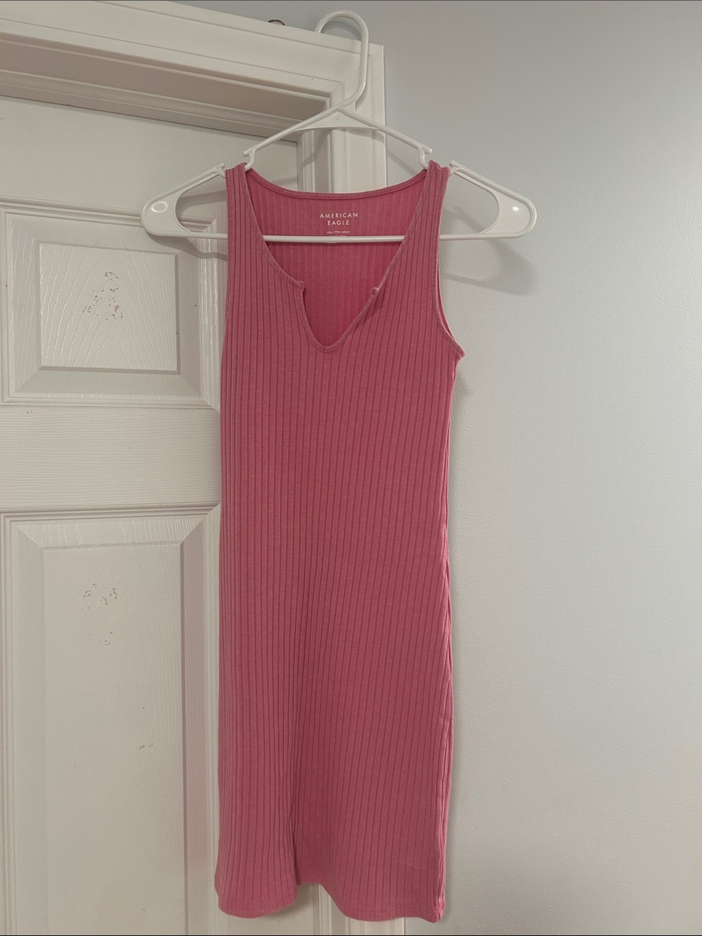 American Eagle Outfitters Ribbed Rose Pink Tank Mini Dress